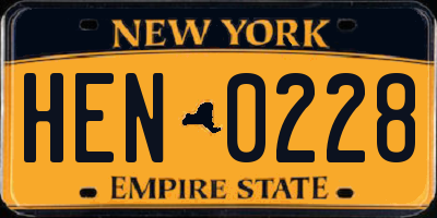 NY license plate HEN0228