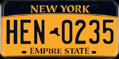 NY license plate HEN0235