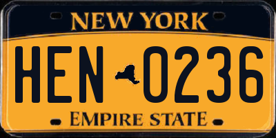 NY license plate HEN0236
