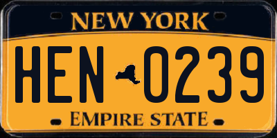 NY license plate HEN0239
