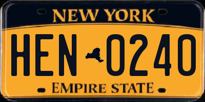 NY license plate HEN0240