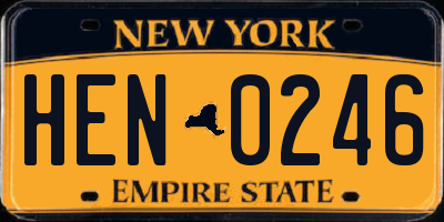 NY license plate HEN0246