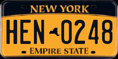 NY license plate HEN0248