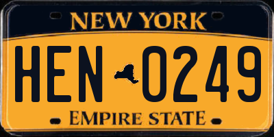 NY license plate HEN0249