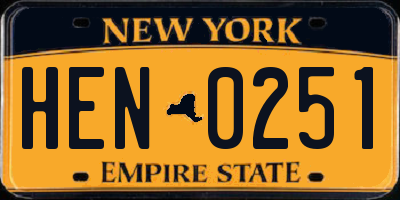 NY license plate HEN0251