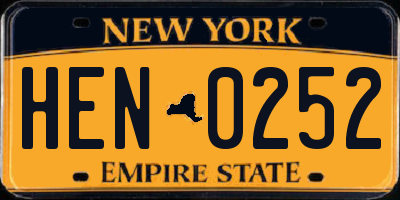 NY license plate HEN0252