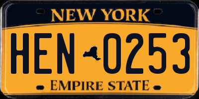 NY license plate HEN0253