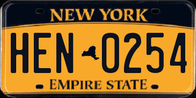 NY license plate HEN0254