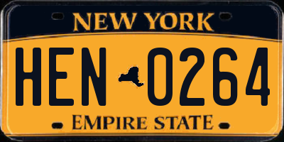 NY license plate HEN0264