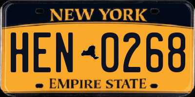 NY license plate HEN0268