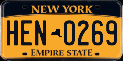 NY license plate HEN0269