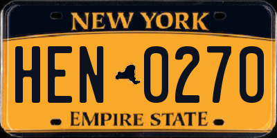 NY license plate HEN0270