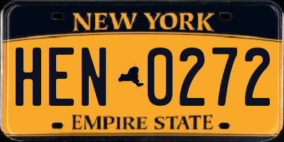 NY license plate HEN0272
