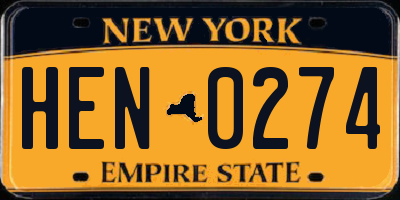 NY license plate HEN0274