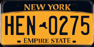 NY license plate HEN0275