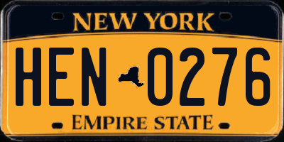 NY license plate HEN0276