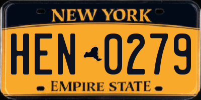 NY license plate HEN0279