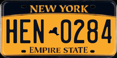 NY license plate HEN0284