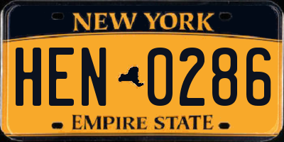 NY license plate HEN0286