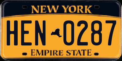 NY license plate HEN0287
