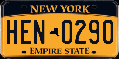 NY license plate HEN0290