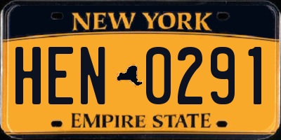 NY license plate HEN0291