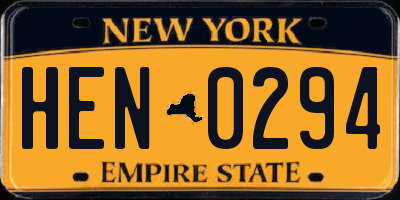 NY license plate HEN0294