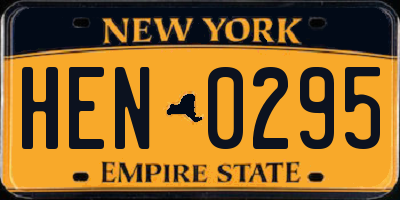 NY license plate HEN0295