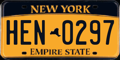 NY license plate HEN0297