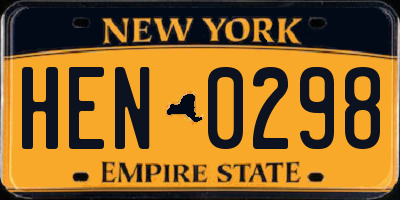 NY license plate HEN0298