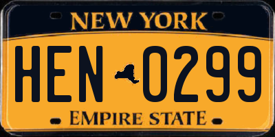 NY license plate HEN0299