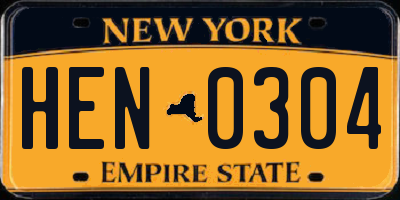 NY license plate HEN0304