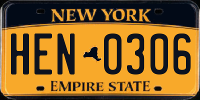 NY license plate HEN0306