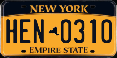 NY license plate HEN0310