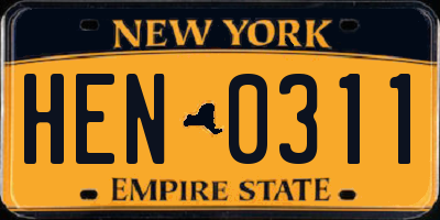 NY license plate HEN0311