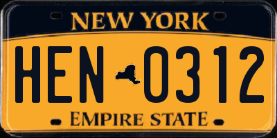 NY license plate HEN0312