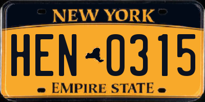 NY license plate HEN0315