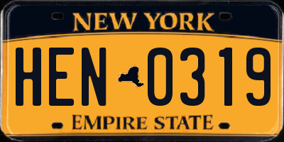 NY license plate HEN0319