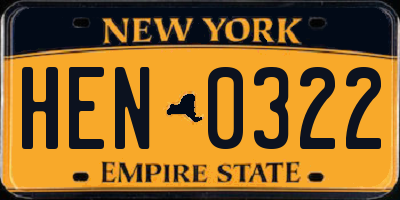 NY license plate HEN0322