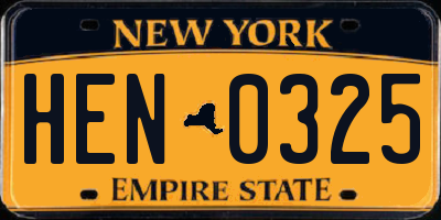 NY license plate HEN0325
