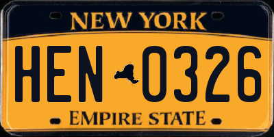 NY license plate HEN0326