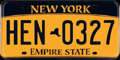 NY license plate HEN0327