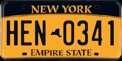 NY license plate HEN0341