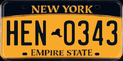 NY license plate HEN0343