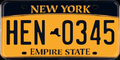 NY license plate HEN0345