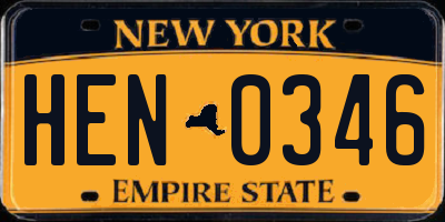 NY license plate HEN0346