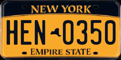 NY license plate HEN0350