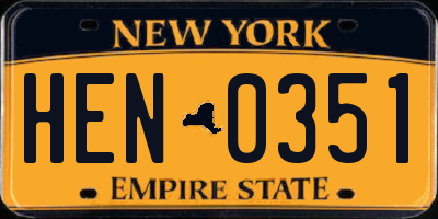 NY license plate HEN0351
