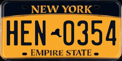 NY license plate HEN0354