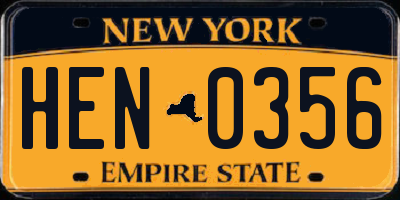 NY license plate HEN0356